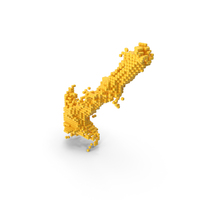 Yellow Pixel Art Assembling Diagonal Downward Arrow Symbol PNG & PSD Images