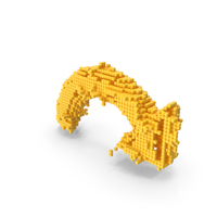 Yellow Pixel Art Assembling Curved Arrow Symbol PNG & PSD Images