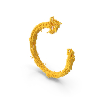 Yellow Pixel Art Assembling Curved Clockwise Arrow Symbol PNG & PSD Images