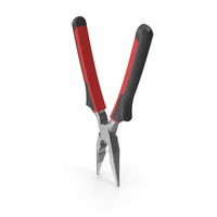 Red and Black Handle Long Nose Pliers Open PNG & PSD Images