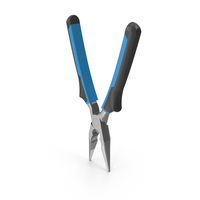 Blue and Black Handle Long Nose Pliers Open PNG & PSD Images