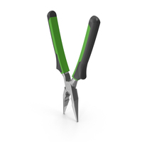 Green And Black Handle Long Nose Pliers Open PNG & PSD Images