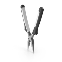 White and Black Handle Long Nose Pliers Open PNG & PSD Images