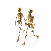 Two Golden Skeletons Walking Holding Hands PNG & PSD Images