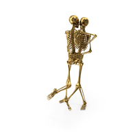 Two Golden Skeletons In A Hug With One Lifting The Other PNG & PSD Images