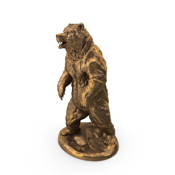 Bear Statuette Gold Dirty PNG & PSD Images