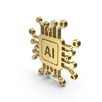 Ai Technology Circuit Chip Shape Gold PNG & PSD Images