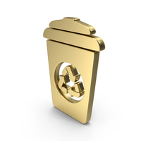 Garbage Bin With Recycle Shape Gold PNG & PSD Images