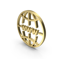Globe With WWW Letters Shape Gold PNG & PSD Images