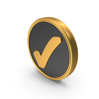 Tick Correct Accept Gold Coin PNG & PSD Images