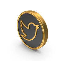 Web Social Media Twitter Bird Gold Coin PNG & PSD Images
