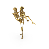 Two Golden Skeletons In Romance With One Carrying The Other PNG & PSD Images