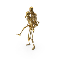 Two Golden Skeletons With One Carrying The Other On Back PNG & PSD Images