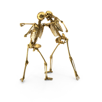 Two Golden Skeletons Fist Fighting PNG & PSD Images