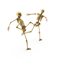Two Golden Skeletons With One Kicking Other's Ass PNG & PSD Images