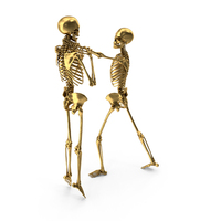 Two Golden Skeletons With One Having Strangle Choke Hold On Other PNG & PSD Images