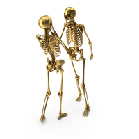 Two Golden Skeletons With One Threatening & Intimidating The Other PNG & PSD Images