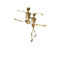 Two Golden Skeletons Dancing PNG & PSD Images
