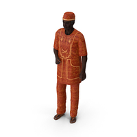 Traditional Style Afro American Grandpa Standing PNG & PSD Images