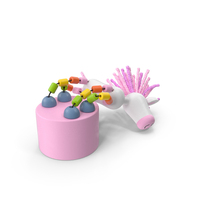 Wooden Push Puppet Pink Unicorn Lying PNG & PSD Images