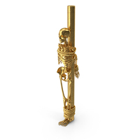 Golden Skeleton Tied Bound To a Pole PNG & PSD Images