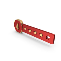 4 Star Rating Number Metalic PNG & PSD Images