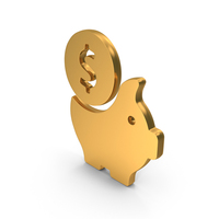 Piggy Bank Icon Gold PNG & PSD Images