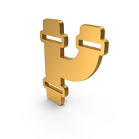 Curved Two Way PVC Plumber Pipes Icon Gold PNG & PSD Images