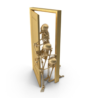 Golden Skeletons Sneaking Through A Door PNG & PSD Images