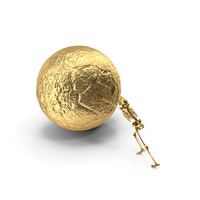 Golden Skeleton Rolling A Large Sphere PNG & PSD Images
