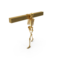 Golden Skeleton Carrying A Beam PNG & PSD Images