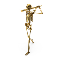 Golden Skeleton With Baseball Bat After Strike PNG & PSD Images