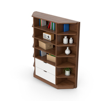 Bookcase Cabinet Set Dark Wood PNG & PSD Images