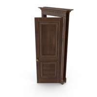 Classic Door Wood Mid Brown Open PNG & PSD Images