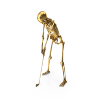 Golden Skeleton Golf Player Aiming Preparing Hitting PNG & PSD Images