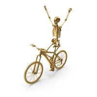 Victorious Golden Skeleton Bicycle Rider PNG & PSD Images