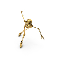 Golden Skeleton Roller Skater Riding Fast Turning PNG & PSD Images