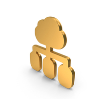 Cloud Computing Sharing Icon Gold PNG & PSD Images