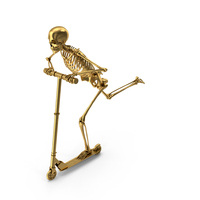 Golden Skeleton Scooter Speeding PNG & PSD Images