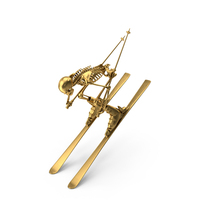 Golden Skeleton Skiing Fast Down Hill PNG & PSD Images