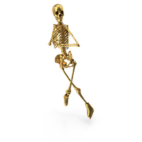 Golden Skeleton Ice Skater In An Artistic Jump PNG & PSD Images