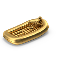 Golden Skeleton Lying In Inflatable Boat PNG & PSD Images