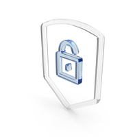 Unlock Guard Shield Shape Glass PNG & PSD Images