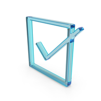 Blue Glass Box Tick Mark Symbol PNG & PSD Images