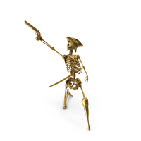 Golden Skeleton Pirate Aiming A Gun Upwards PNG & PSD Images
