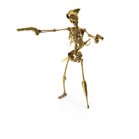 Golden Skeleton Pirate Aiming Guns At 2 Targets PNG & PSD Images