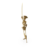 Golden Skeleton Pirate Holding A Sword Up High PNG & PSD Images