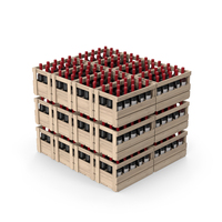 Stack Of Wooden Crates And Wine Bottles PNG & PSD Images
