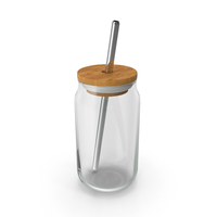 Drinking Glass Mug with Metal Straw PNG & PSD Images
