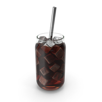 Drinking Glass Mug With Metal Straw - Coca Cola PNG & PSD Images